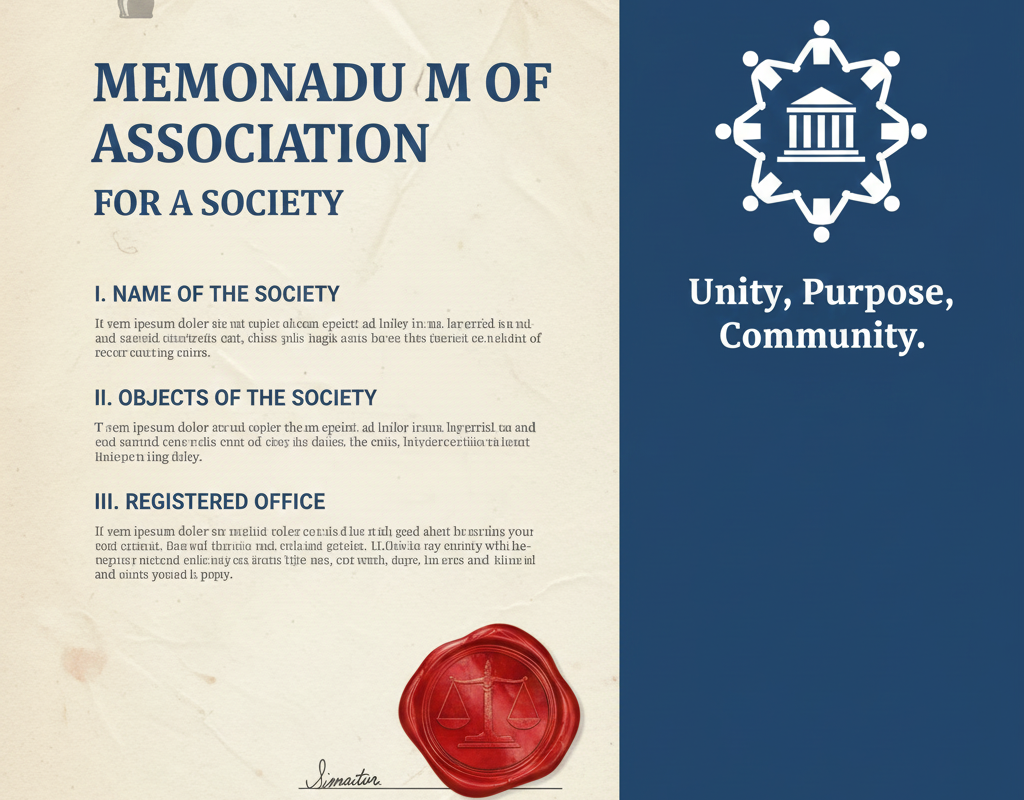 Society के लिए Memorandum of Association