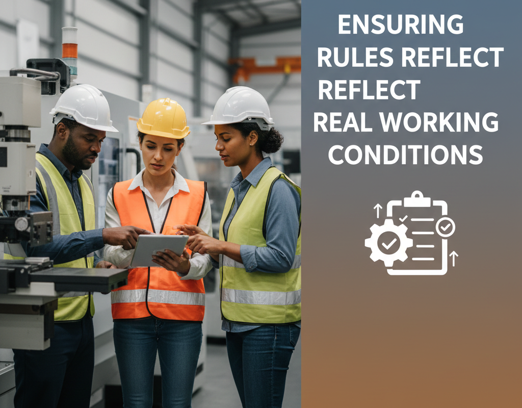 वास्तविक कार्य परिस्थितियों के अनुसार नियम सुनिश्चित करना