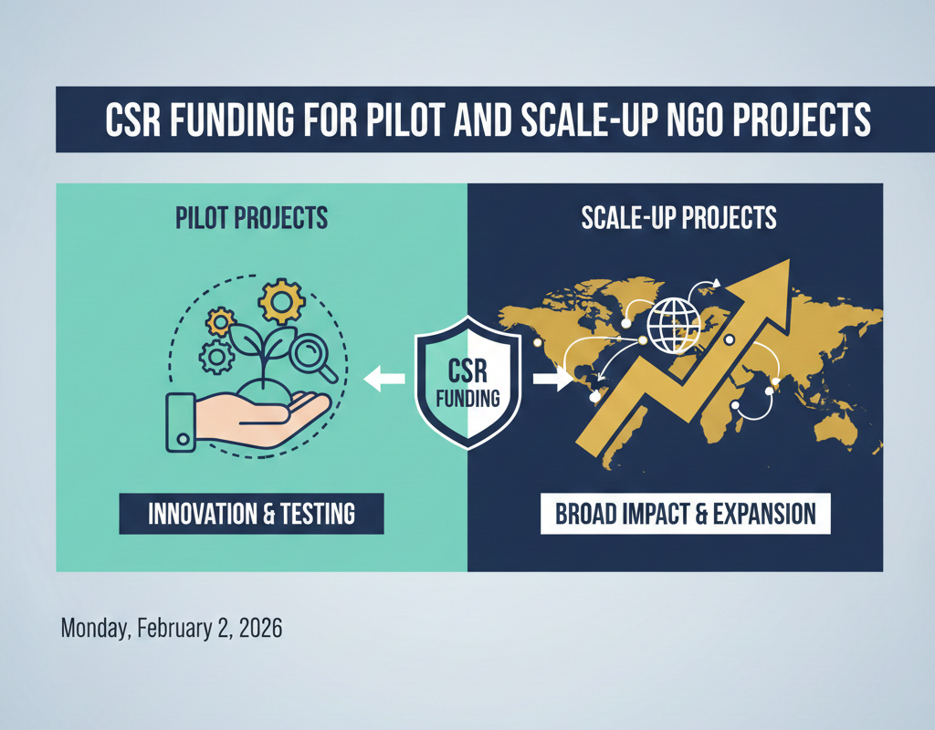 भारत में पायलट और स्केल-अप एनजीओ परियोजनाओं के लिए CSR फंडिंग