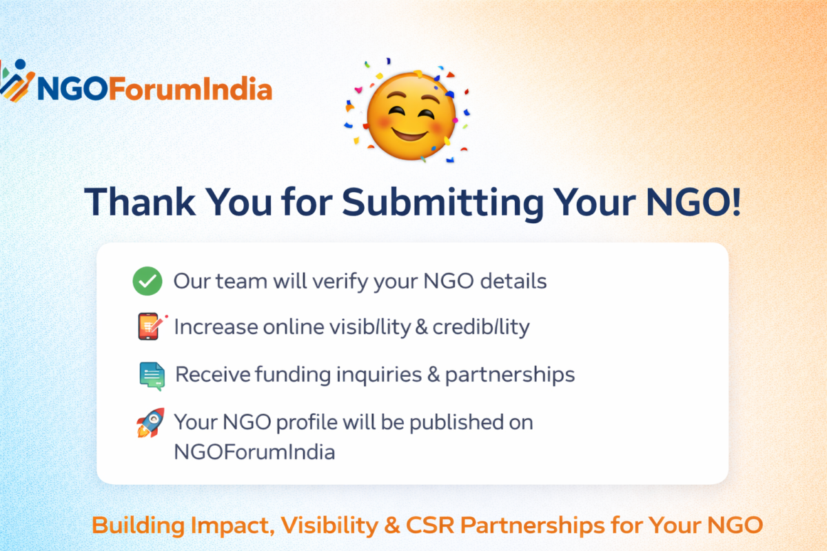 Thank You for Submitting Your NGO with NGOForumIndia